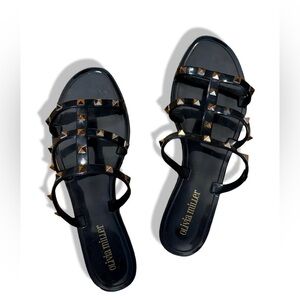 Olivia Miller Studded Black Flip Flops Size 9